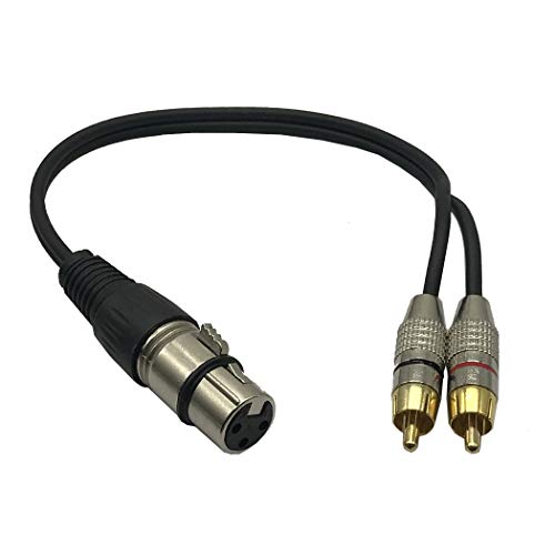 MMNNE 1Feet XLR Female to 2 x Phono RCA Plug Adapter Y Splitter Patch Cable, XLR Female 3 Pin to Dual RCA Male Plug Stereo Audio Cable Connector - Image 1