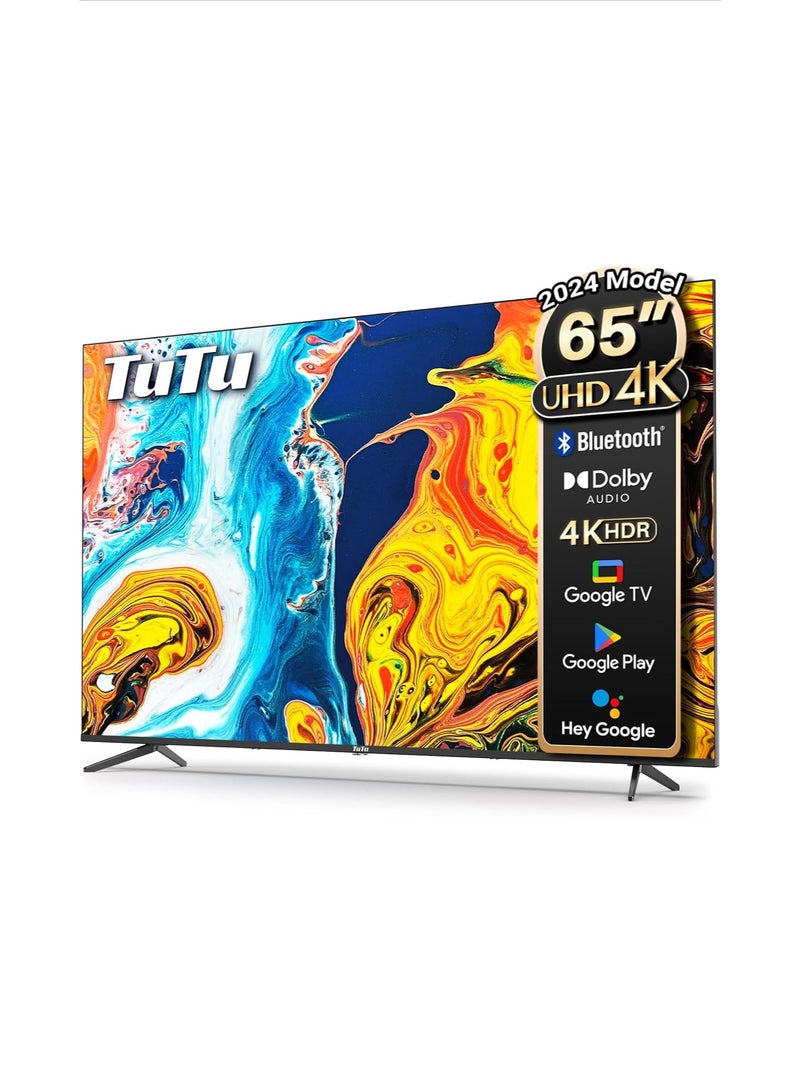 تلفزيون تو تو تلفزيون ذكي بدقة ‎4K UHD‎ مقاس ‎65‎ بوصة، مزوّد بجهاز استقبال مدمج، يعمل بنظام ‎Google TV‎ مع ‎Chromecast‎ و‎Google Assistant‎ مدمجين، تحكم صوتي بدون استخدام اليدين، صوت ‎Dolby Audio‎، تقنية ‎HDR10‎ وتقنية ‎Micro Dimming‎، بتصميم بلا حواف. الطراز: ‎65P635‎ باللون الأسود - Image 1