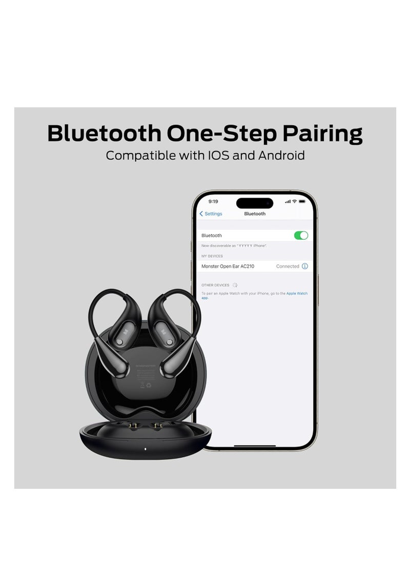 Monster Open Ear AC210 Headphones, Bluetooth 5.4 Earphones Stereo Sound, Wireless Headphones 30 Hours Playback, Type-C Charging, HD Clear Calls, Touch Control, IPX5 Waterproof Open Ear Earbuds  - Image 5