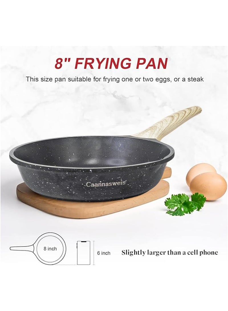 Caannasweis Nonstick Granite Frying Pan Skillet,8 Inch/20cm Non Stick Omelette Frying Pans , Omelet Egg Pan, Stone Cookware Chef's Pan,Bakelite Handle Compatible With Hot Plate, Halogen, Ceramic And Gas Stovetops Induction Compatible, PFOA Free，Dishwasher Safe (Gray, 8 Inch/20cm) - Image 2