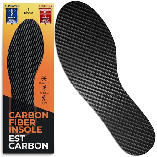 EstCarbon - Carbon Fiber Insole - 1 pc, Men 5-5.5, Women 6-6.5 - Unisex Orthotic Shoe Insert - Stiff Foot Plate - Turf Toe, Hallux Rigidus, Flat Feet, Plantar Fasciitis, Mortons Extension - Image 1