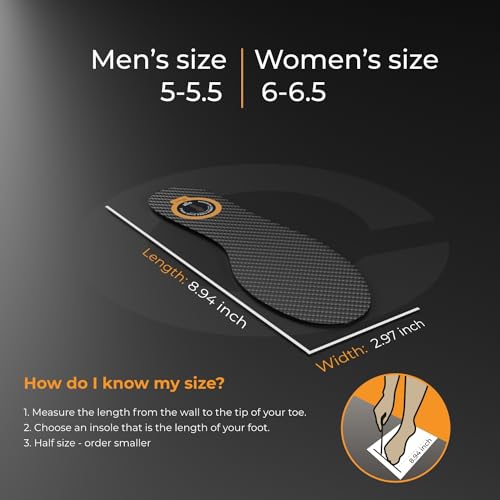 EstCarbon - Carbon Fiber Insole - 1 pc, Men 5-5.5, Women 6-6.5 - Unisex Orthotic Shoe Insert - Stiff Foot Plate - Turf Toe, Hallux Rigidus, Flat Feet, Plantar Fasciitis, Mortons Extension - Image 4