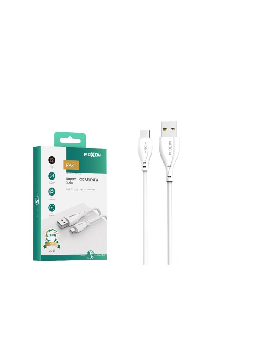 MOXOM CB77 Type C IP 20W Charging Cable, White 