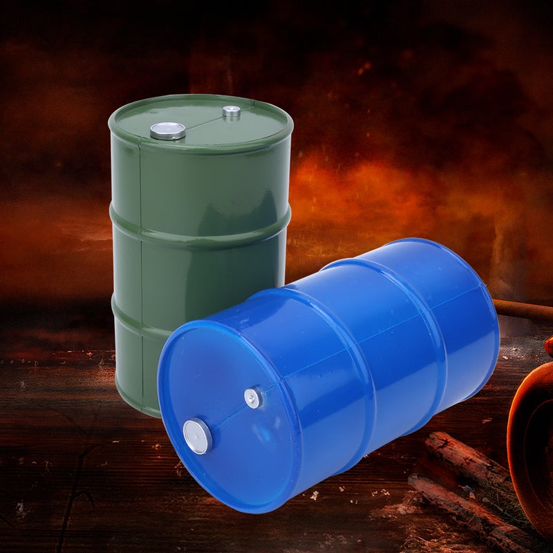 2PCS Simulation Metal Mini Oil Drum Container Decoration Fit for 1/10 RC Crawler(BlueGreen ) - Image 5