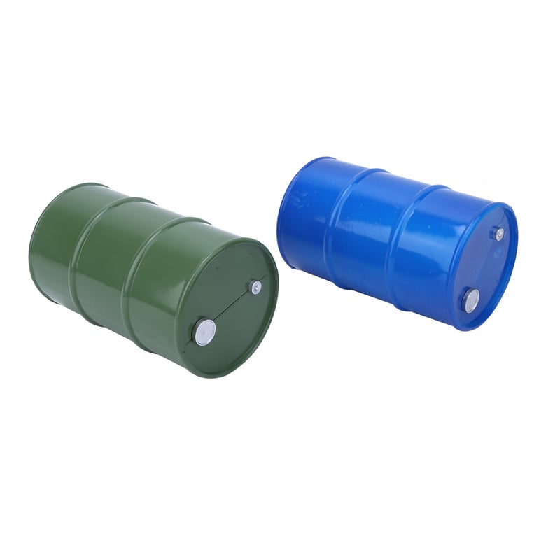 2PCS Simulation Metal Mini Oil Drum Container Decoration Fit for 1/10 RC Crawler(BlueGreen ) - Image 3