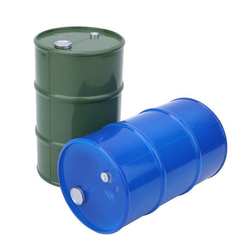 2PCS Simulation Metal Mini Oil Drum Container Decoration Fit for 1/10 RC Crawler(BlueGreen ) - Image 4
