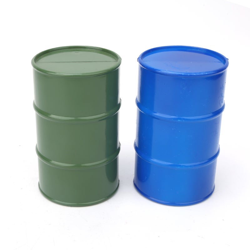 2PCS Simulation Metal Mini Oil Drum Container Decoration Fit for 1/10 RC Crawler(BlueGreen ) - Image 2