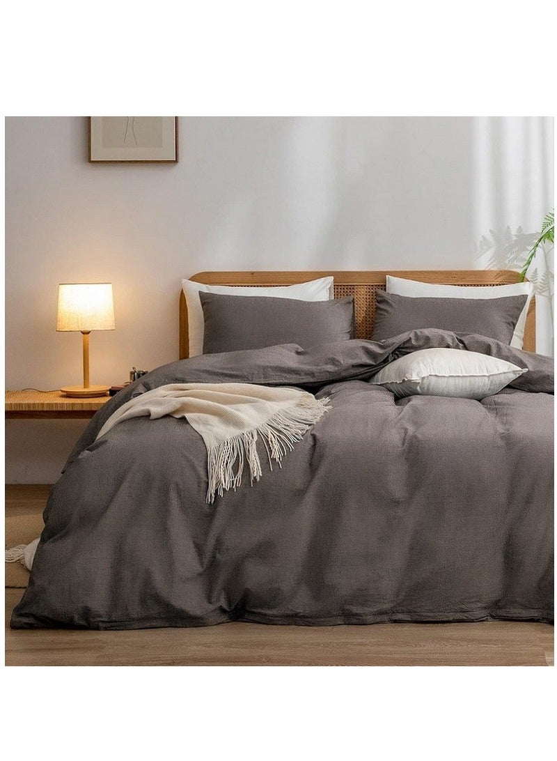 High-Quality Solid Color Single Bed 4-Piece Set Skin-Friendly Fabric Bedding Includes 1 Duvet Cover, Bed Sheet, and 2 Pillowcases (150*200cm) - Image 1