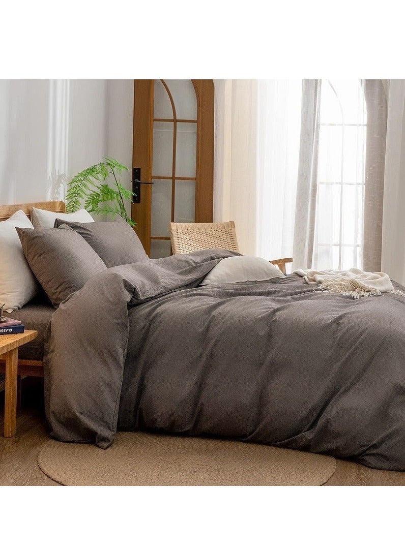 High-Quality Solid Color Single Bed 4-Piece Set Skin-Friendly Fabric Bedding Includes 1 Duvet Cover, Bed Sheet, and 2 Pillowcases (150*200cm) - Image 4