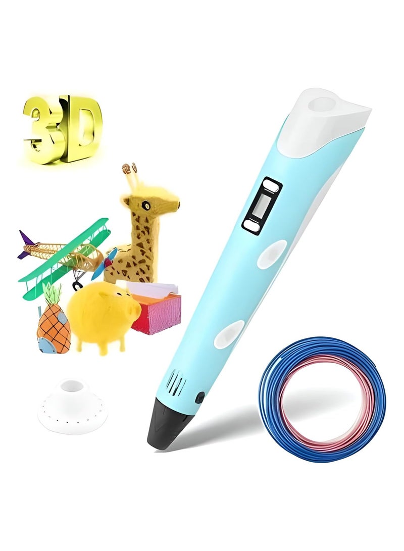 BT 3D Printing Pen with Display - Includes 3D Pen, 3 Starter Colors of PLA Filament, Stencil Book + Project Guide, and Charger - Image 1