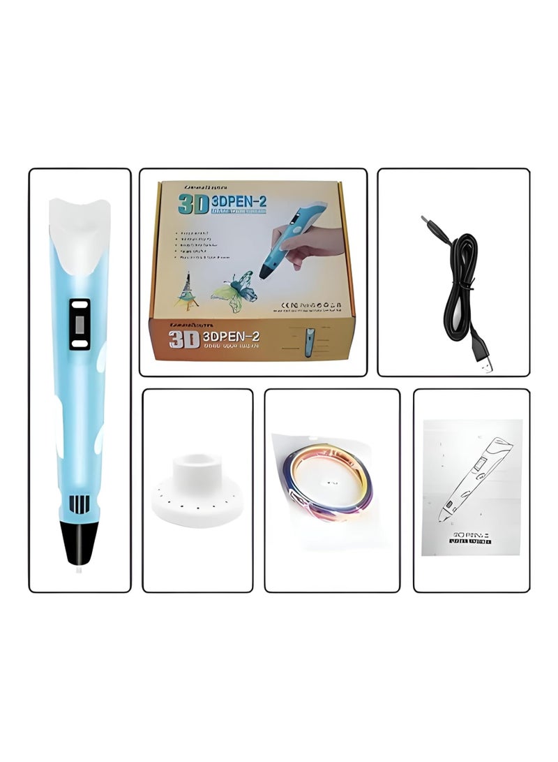 BT 3D Printing Pen with Display - Includes 3D Pen, 3 Starter Colors of PLA Filament, Stencil Book + Project Guide, and Charger - Image 2