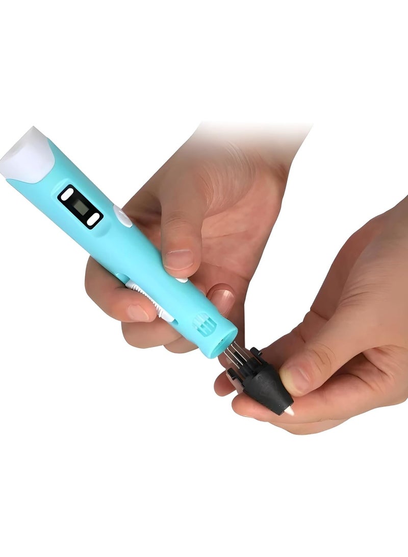 BT 3D Printing Pen with Display - Includes 3D Pen, 3 Starter Colors of PLA Filament, Stencil Book + Project Guide, and Charger - Image 4