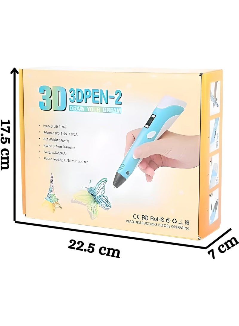BT 3D Printing Pen with Display - Includes 3D Pen, 3 Starter Colors of PLA Filament, Stencil Book + Project Guide, and Charger - Image 5