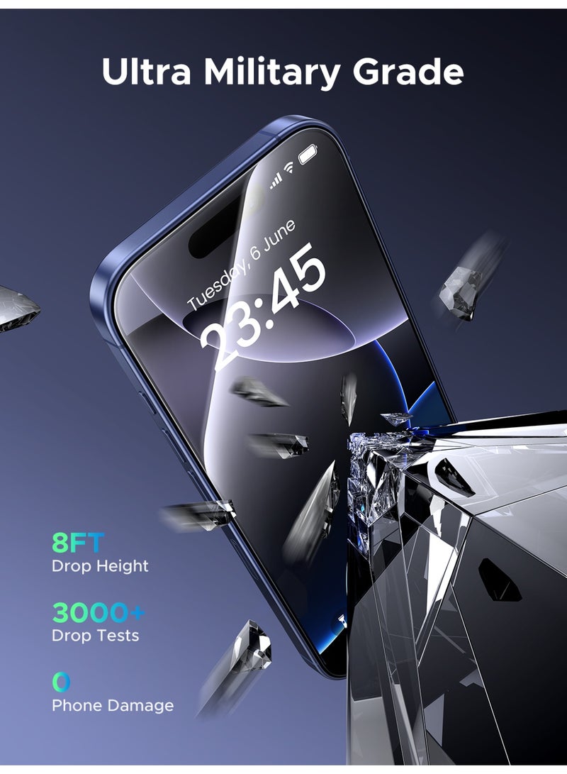 يو جرين عبوة من قطعتين لحماية شاشة آيفون 17 برو، [صلابة 9H] [مقاومة للصدمات بدرجة عسكرية] زجاج مقوى شفاف فائق الدقة مع أداة تركيب سهلة، مضاد لبصمات الأصابع، مقاوم للخدش، مناسب للحافظات - Image 3