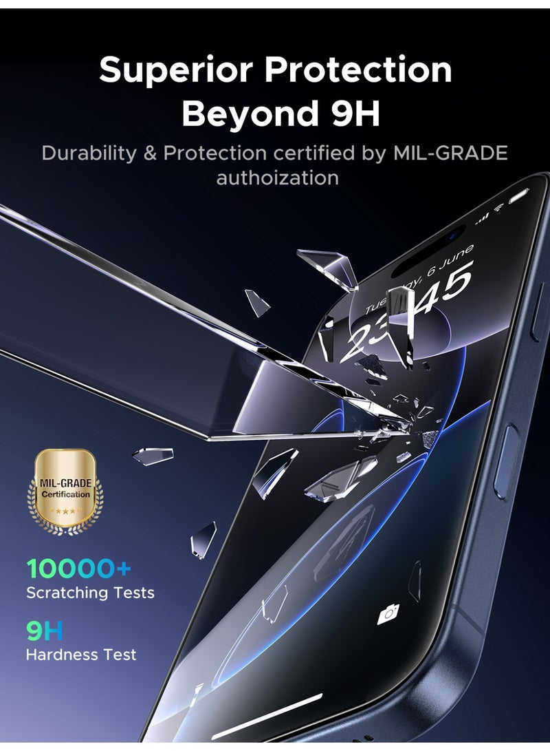 يو جرين عبوة من قطعتين لحماية شاشة آيفون 17 برو، [صلابة 9H] [مقاومة للصدمات بدرجة عسكرية] زجاج مقوى شفاف فائق الدقة مع أداة تركيب سهلة، مضاد لبصمات الأصابع، مقاوم للخدش، مناسب للحافظات - Image 5