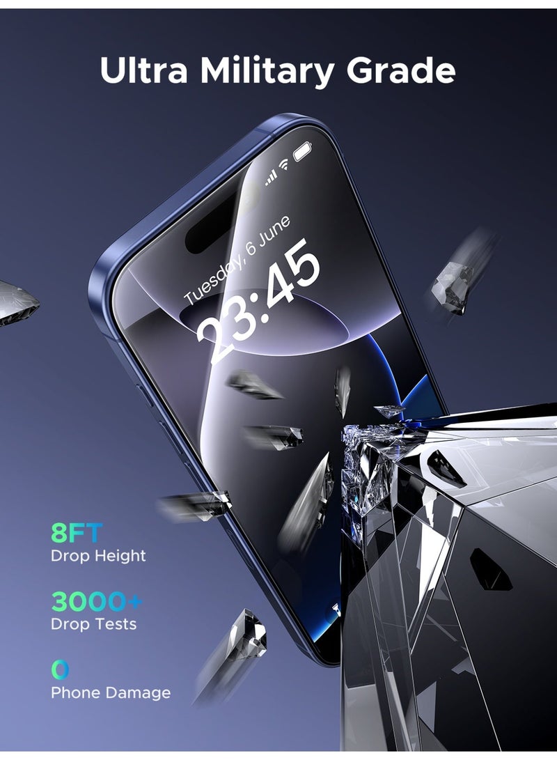 Ugreen 2-Pack for iPhone 18/17 Pro Screen Protector, 9H Hardness, Military-grade Shockproof, Ultra HD Clear Tempered-Glass with Easy Installation Tool, Anti-Fingerprint, Scratch Resistant, Case Friendly Clear - Image 3