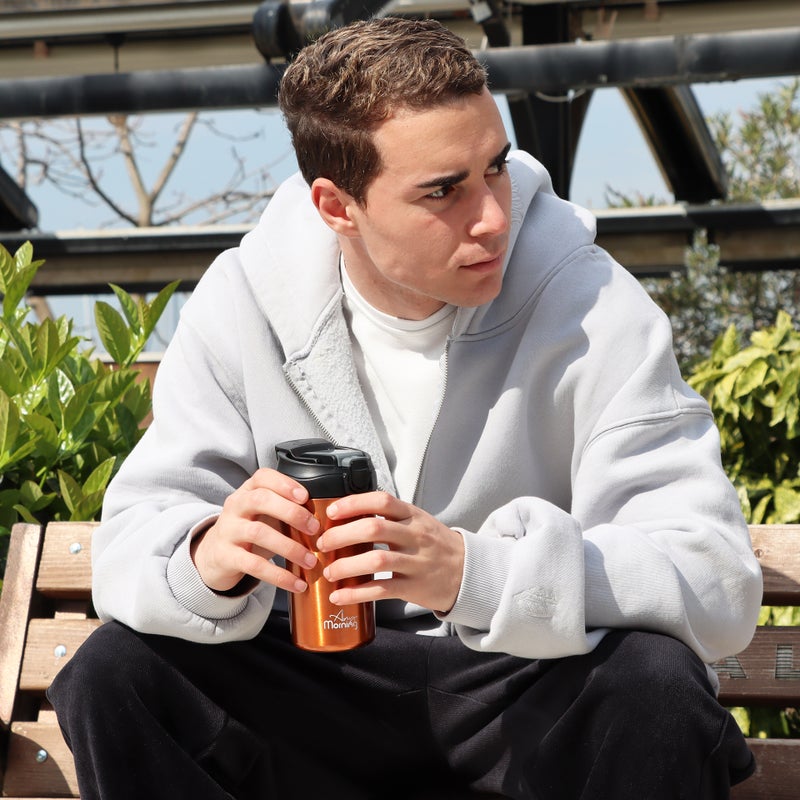 Any Morning 14 oz Travel Mug SI232021 - Copper, Leakproof, Dual Lid, Stainless Steel - Image 4