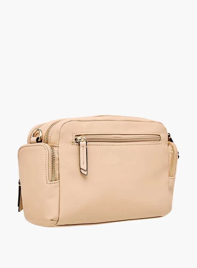 Celeste Women Solid Crossbody Bag with Detachable Strap and Zip Closure