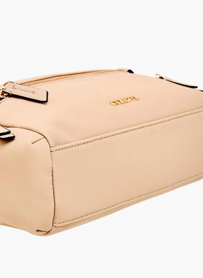 Celeste Women Solid Crossbody Bag with Detachable Strap and Zip Closure