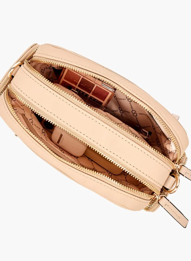 Celeste Women Solid Crossbody Bag with Detachable Strap and Zip Closure