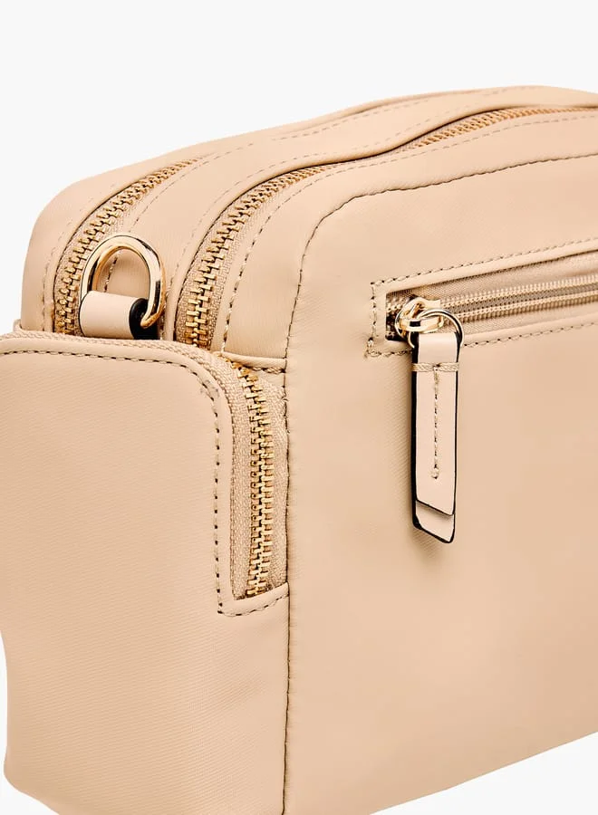 Celeste Women Solid Crossbody Bag with Detachable Strap and Zip Closure
