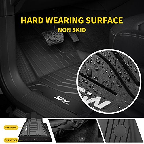 3W Floor Mats Compatible for Lincoln MKC 2015-2022, TPE All Weather Floor Liner Custom Fit 1st and 2nd Rows Full Set Car Liners - Black - Image 2