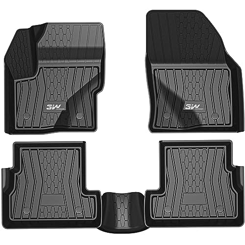 3W Floor Mats Compatible for Lincoln MKC 2015-2022, TPE All Weather Floor Liner Custom Fit 1st and 2nd Rows Full Set Car Liners - Black - Image 1