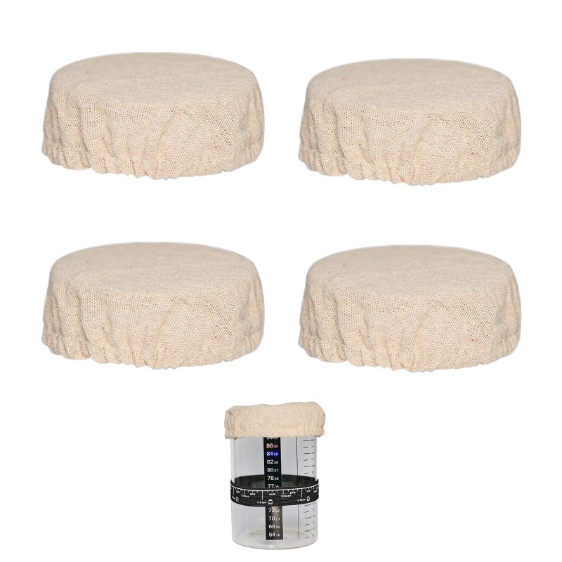 TERESRY 4 Pack Sourdough Starter Jar Cover Cloth, Reusable Linen Covers for Sourdough Starter Container, Breathable Fabric Covers for Mason Jars Wide Mouth and Normal Mouth (4) - Image 1