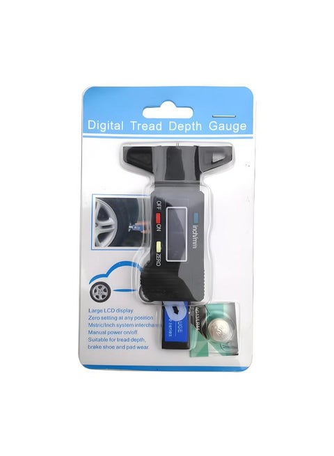 Depth Gauge Electronic Digital Caliper Tire Pattern Tread Depth Gauge High Precision Tread Pattern Detection 0-25mm-Model:Digital Tire Pattern Depth Meter (black Color Card)
