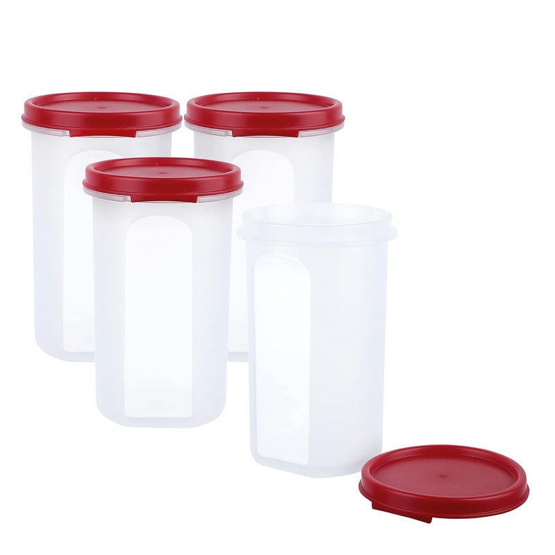 Cutting EDGE Smart Slim Storage Set of 4 AirTight and Leak Resistant Plastic Stackable BPA Free Food Grade Refrigerator Safe Round Modular Container Dark Red Pack of 4 - Image 5