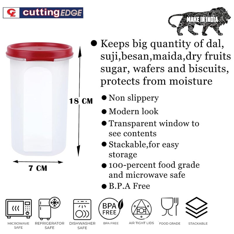 Cutting EDGE Smart Slim Storage Set of 4 AirTight and Leak Resistant Plastic Stackable BPA Free Food Grade Refrigerator Safe Round Modular Container Dark Red Pack of 4 - Image 2