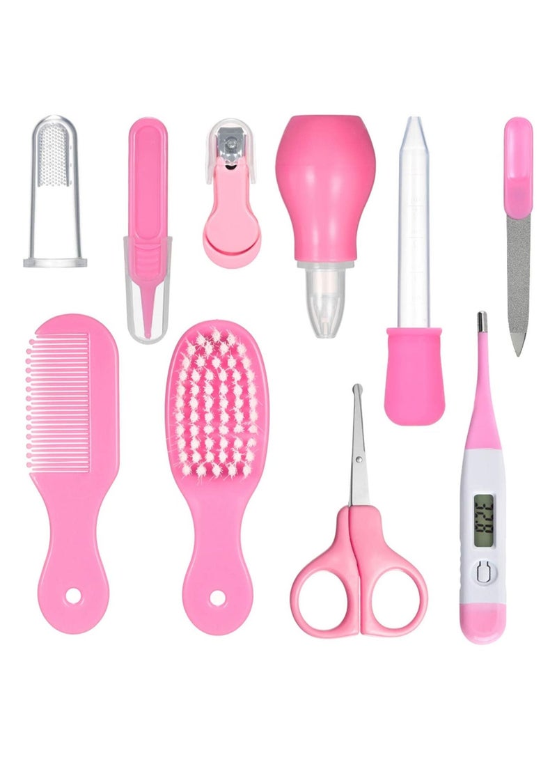 BIG CLICK Baby Healthcare and Grooming Kit 10 PCS Digital Thermometer Comb Nail Clipper Nasal Aspirator Food Feeder Newborn Infant Shower Care Nursery Set - Image 1