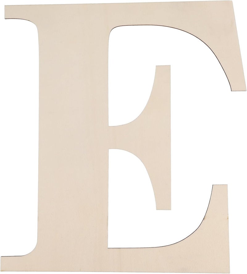 Unfinished 12-inch Wooden Letter E for Crafts, Blank Paintable Wood Alphabet Cutout, DIY Wall Decoration for Art Projects and Home Decor - Image 1
