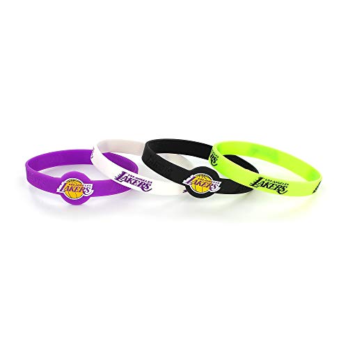 Aminco Officially Licensed NBA Los Angeles Lakers Silicone Bracelet (4-Pack), Team Colors - Image 1