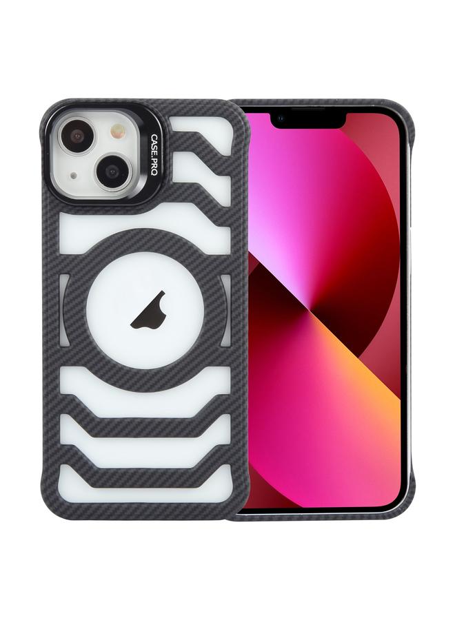 زبون جراب لهاتف iPhone 13 مصنوع من ألياف الكربون بدون إطار مع دعامة حماية للعدسات وغطاء هاتف MagSafe - Image 1