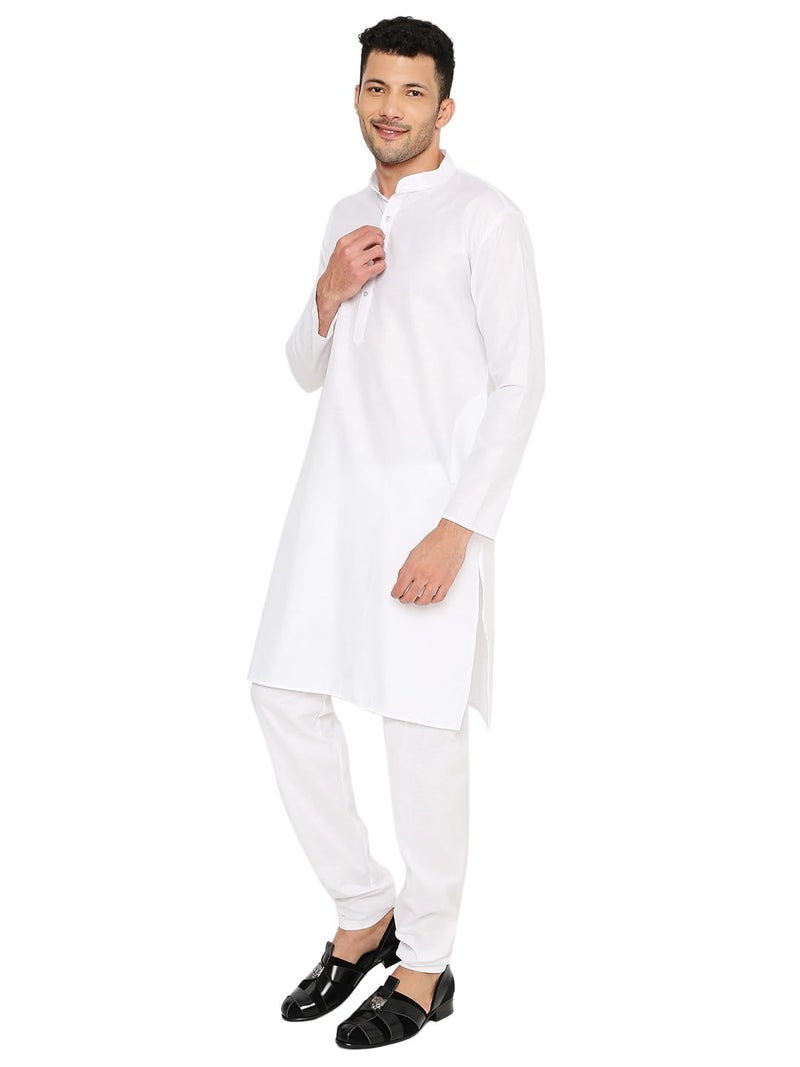 Maharaja Magic Cotton Solid Kurta in White for Men[MSKurta1101-40] - Image 3
