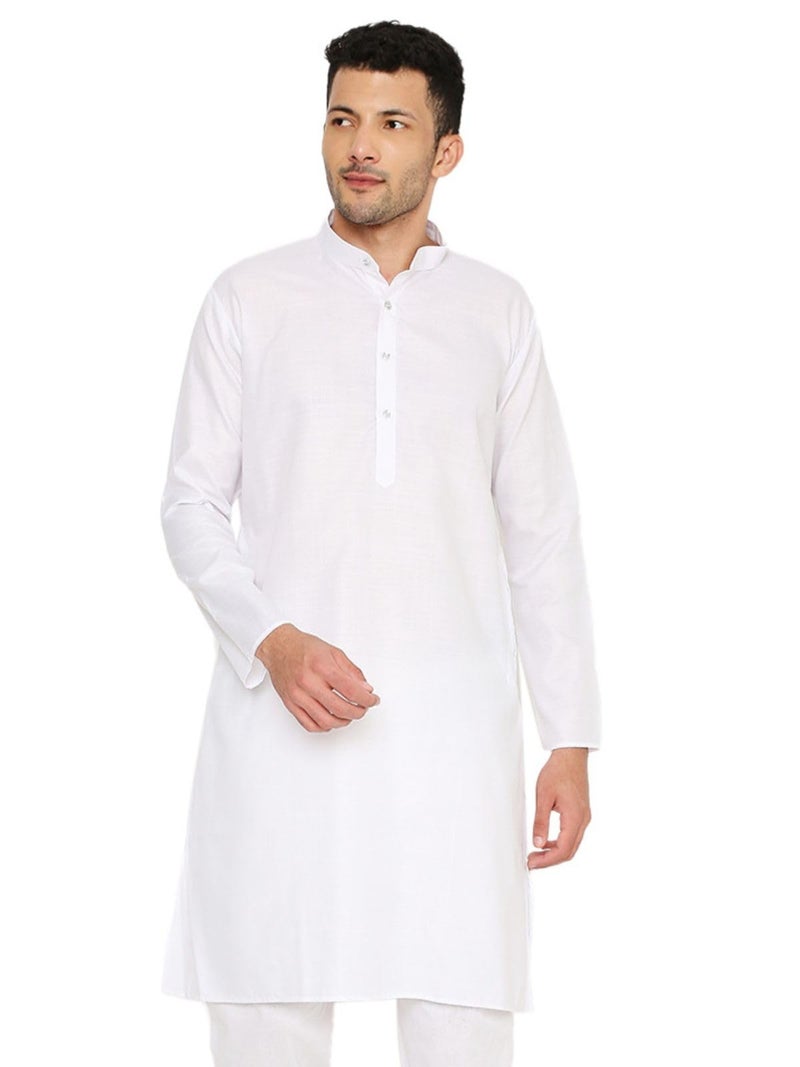 Maharaja Magic Cotton Solid Kurta in White for Men[MSKurta1101-40] - Image 1