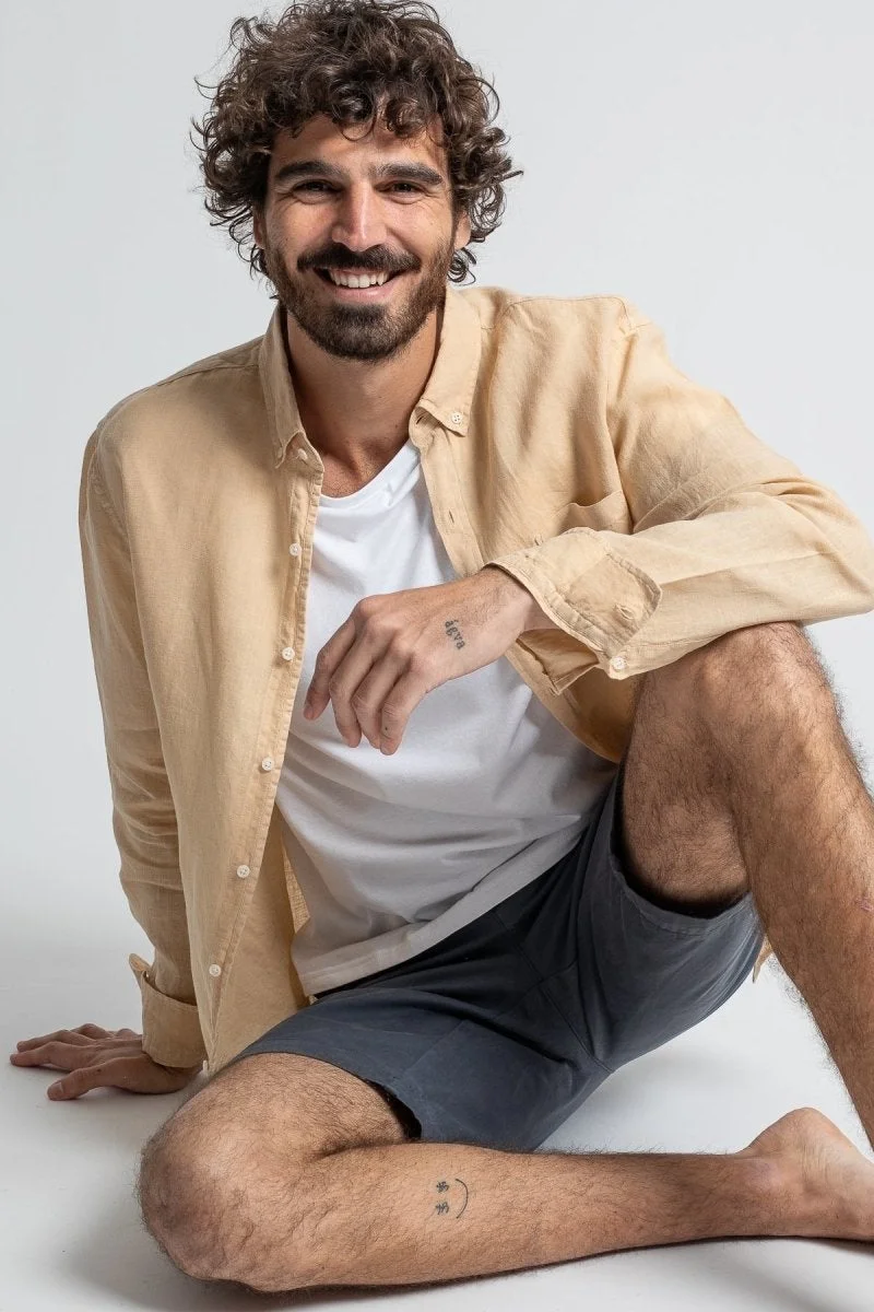 جاك قميص بالي كتان - رملي