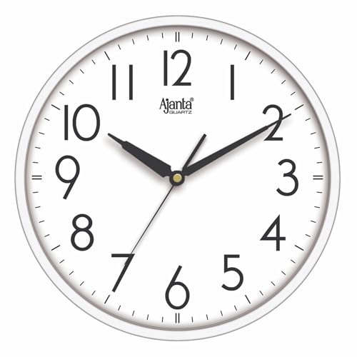 Ajanta Wall Clock for Living Room and Bedroom - 12 Inches (White, 30 x 30 x 4 cm) - Image 1