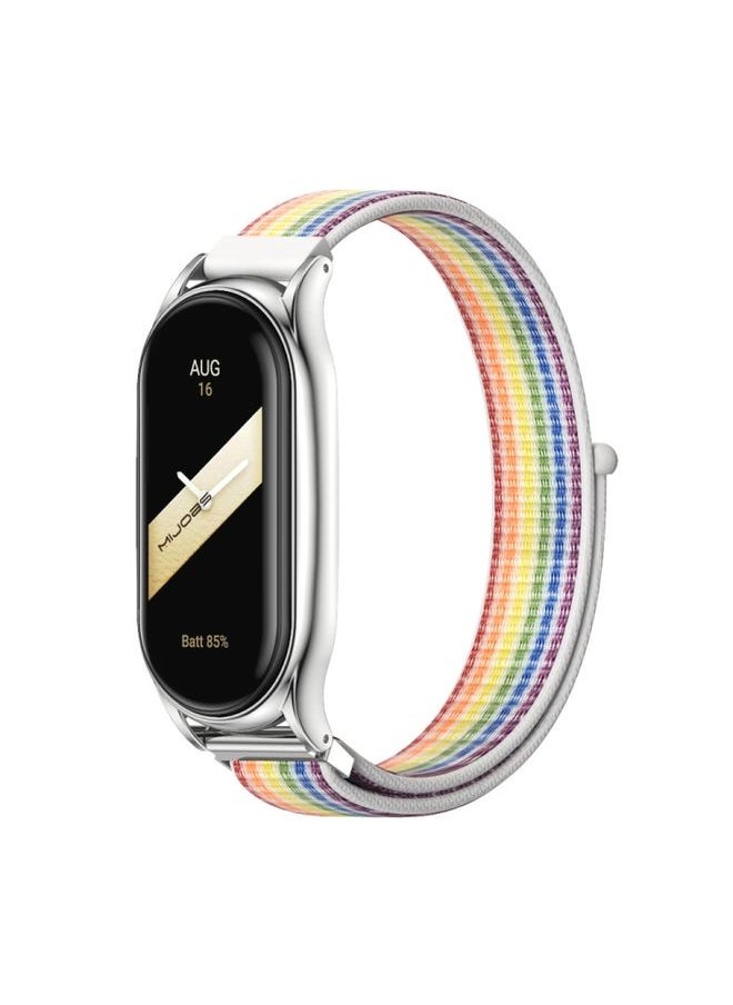 Generic - Replacement Strap For Xiaomi Mi Band 8 Mijobs Plus Case Breathable Nylon Loop Watch Band Colorful Silver - Image 1