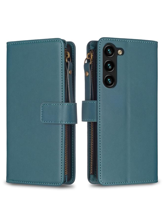 اس-توب جراب لهاتف Samsung Galaxy S25+ 5G مزود بـ 9 فتحات للبطاقات وسحاب ومحفظة جلدية قابلة للطي - Image 1