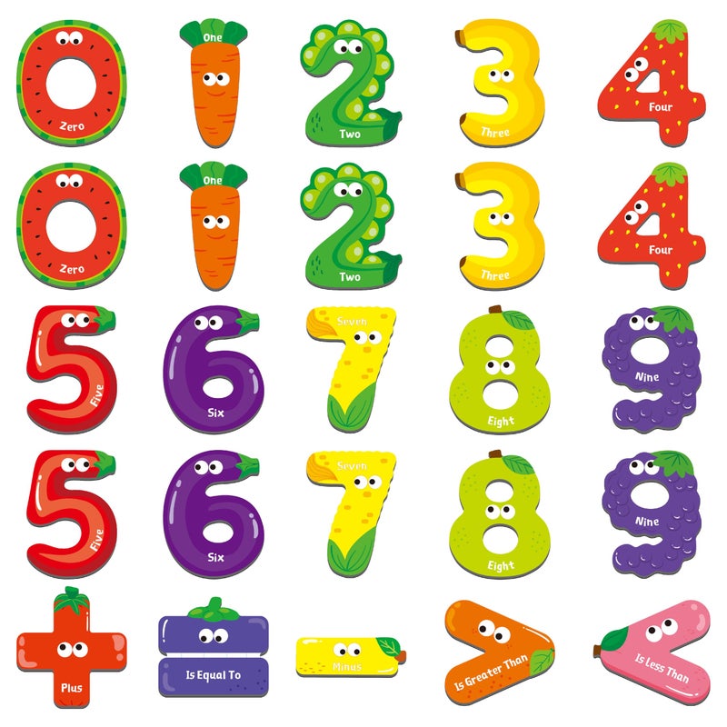 SpriteGru Magnetic Numbers & Math Symbols, Educational Learning Tool for Kids Math Recognition 25PCS Magnets Include 20PCS 0-9 Numbers & 5 Math Symbols (Greater Than/Less Than/Equal to/Plus/Minus) for Toddlers - Image 1