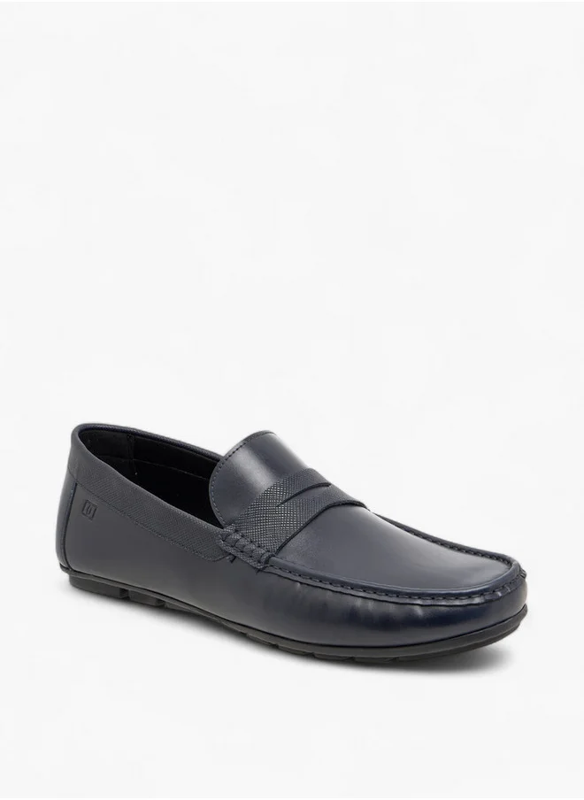 DUCHINI Men's Solid Slip-On Moccasins with Cut-Out Detail