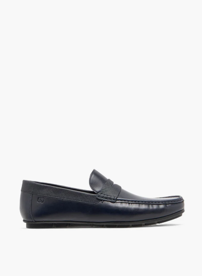 DUCHINI Men's Solid Slip-On Moccasins with Cut-Out Detail