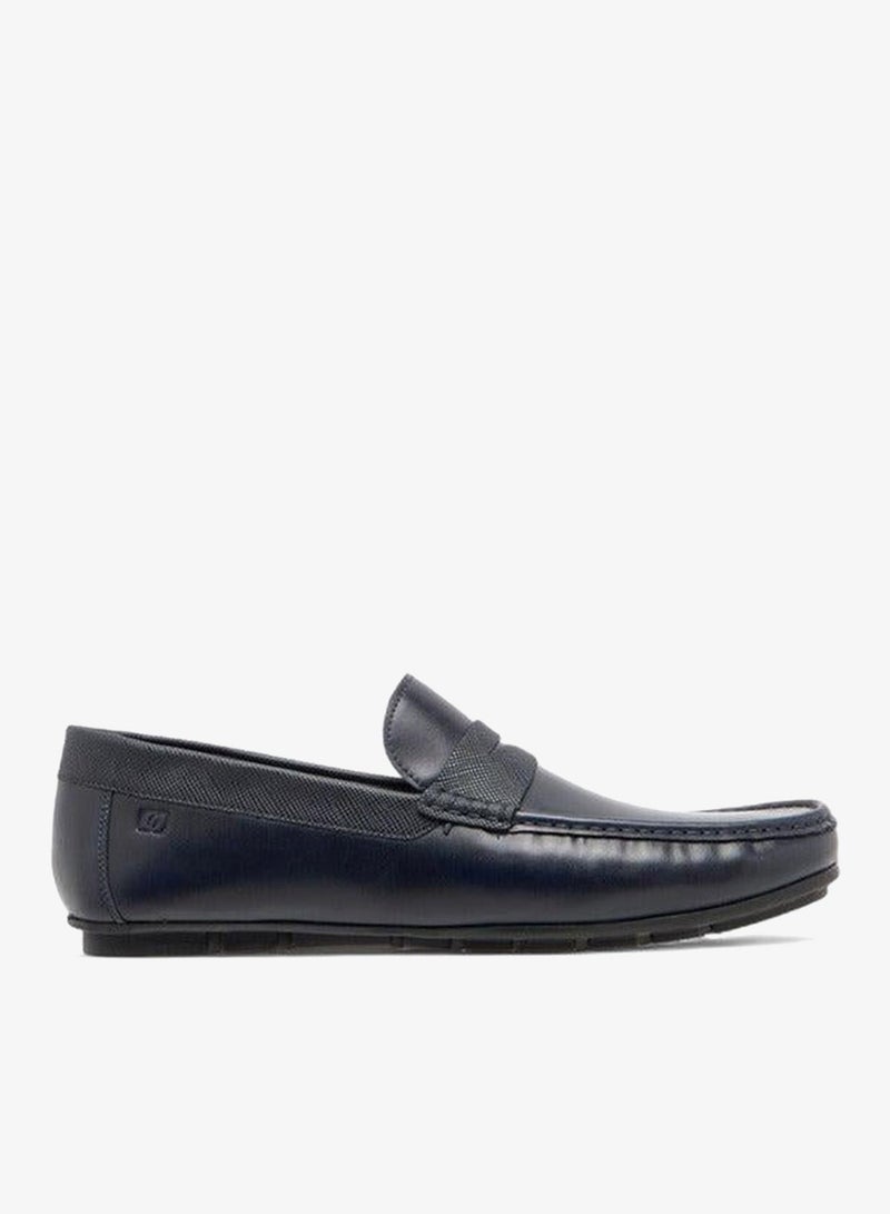 DUCHINI Men's Solid Slip-On Moccasins with Cut-Out Detail - Image 2