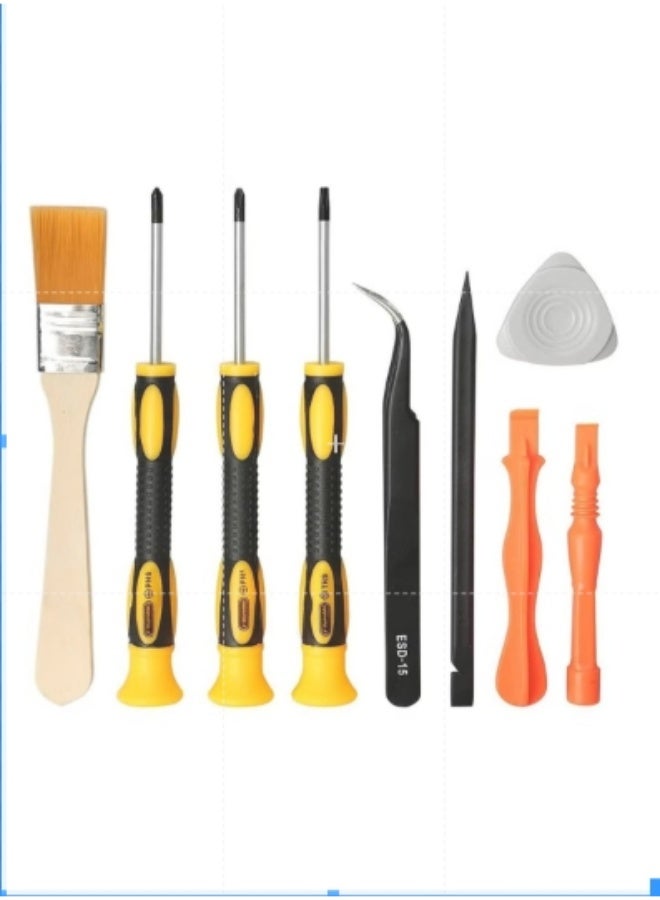 أنمي طقم أدوات تنظيف 9 قطع لإكس بوكس، طقم أدوات إصلاح أجهزة إكس بوكس، طقم أدوات إصلاح تشمل مفك أمان وملاقط وأداة تحريك وفرشاة تنظيف، أداة تنظيف وحدة التحكم لأجهزة إكس بوكس ون/360/X PS4 PS4 PS3 PS5