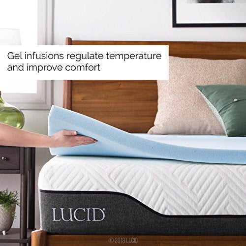 LUCID 2-Inch Ventilated Gel Infused Memory Foam Mattress Topper - Full - Image 2