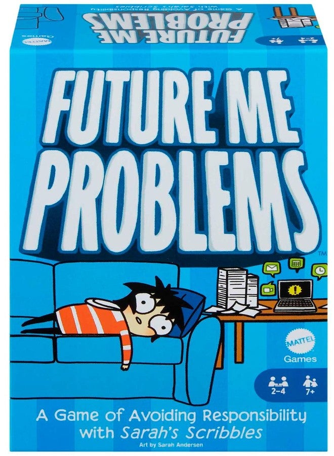 Mattel Games Sarah's Scribbles Game, Future Me Problems Card Game Includes 2 Decks of Cards, for 2-4 Players, Family and Game Nights - Image 1