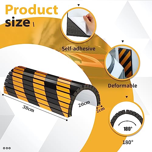 Datanly 6 Pcs Garage Wall Protector Garage Pole Padding Wall Bumpers Guards Reflective Foam Stoppers for Your Vehicle Parking Corner for Parking Lot, Black Yellow - Image 2
