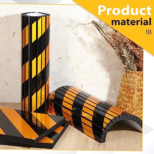 Datanly 6 Pcs Garage Wall Protector Garage Pole Padding Wall Bumpers Guards Reflective Foam Stoppers for Your Vehicle Parking Corner for Parking Lot, Black Yellow - Image 3